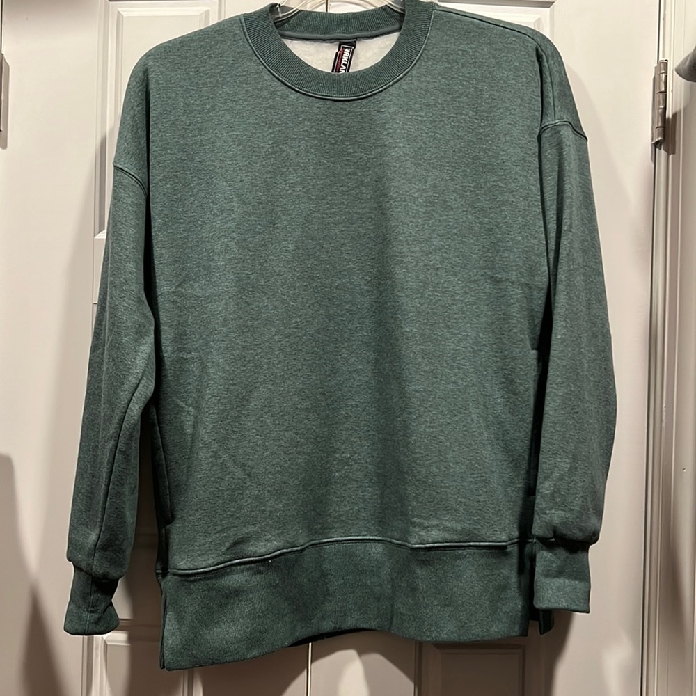 Kirkland dark teal soft pocket crewneck sweatshirt
